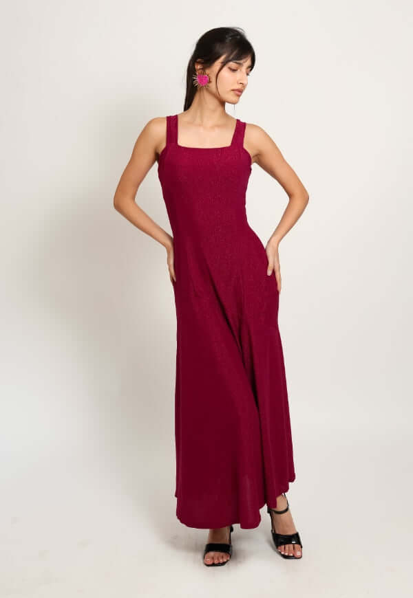 Vestido Julieta Sin Mangas Magenta Brillos Fiesta - Diseño de Autor | Natalia Seguel