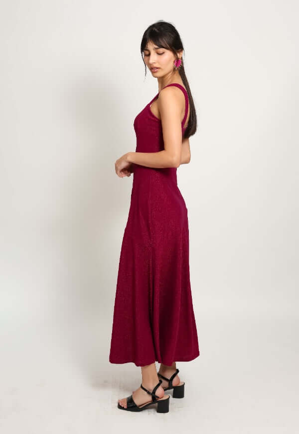 Vestido Julieta Sin Mangas Magenta Brillos Fiesta - Diseño de Autor | Natalia Seguel