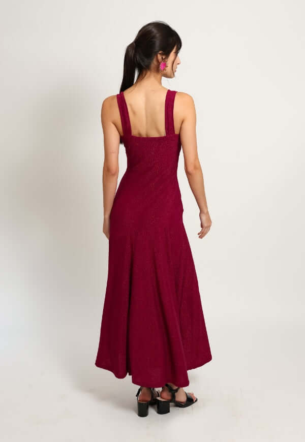 Vestido Julieta Sin Mangas Magenta Brillos Fiesta - Diseño de Autor | Natalia Seguel