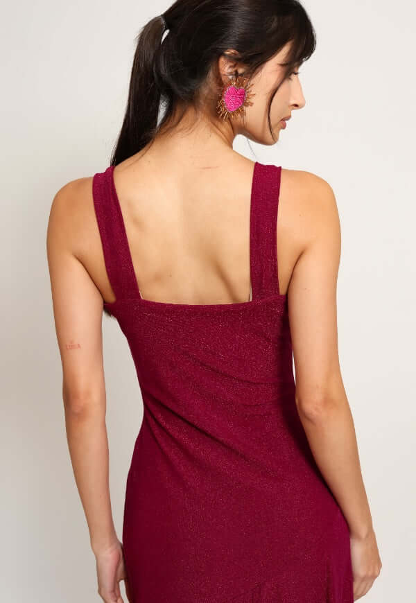 Vestido Julieta Sin Mangas Magenta Brillos Fiesta - Diseño de Autor | Natalia Seguel