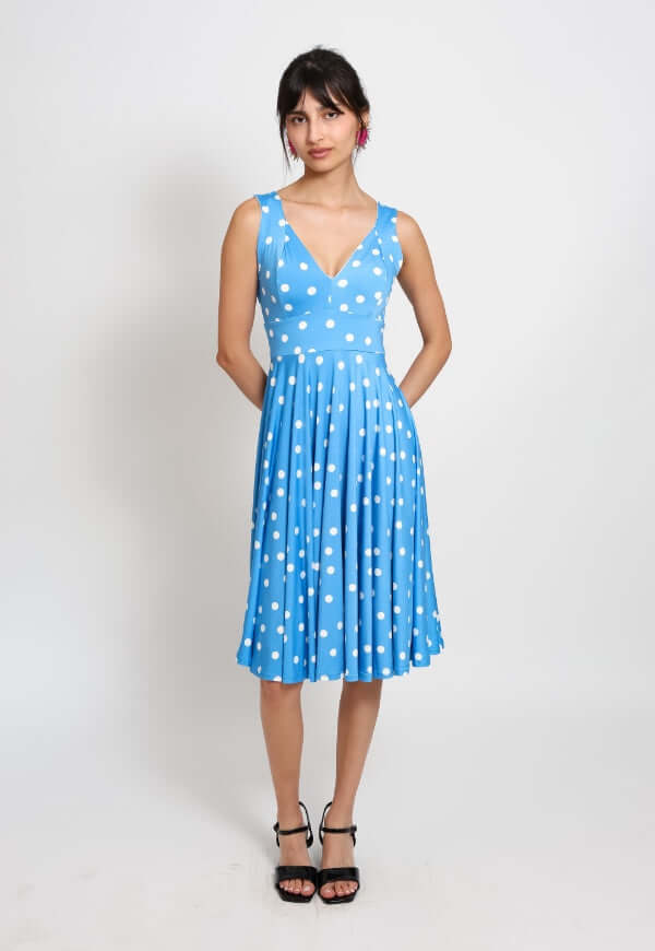 Vestido Dani Celeste Lunares - Diseño de Autor | Natalia Seguel