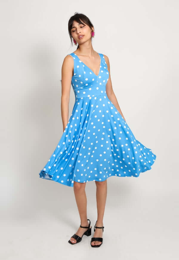 Vestido Dani Celeste Lunares - Diseño de Autor | Natalia Seguel