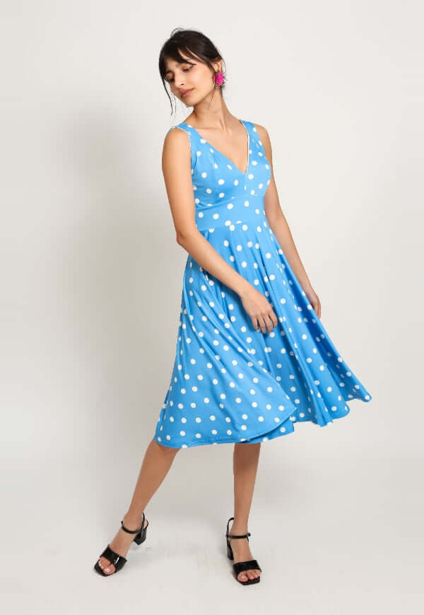 Vestido Dani Celeste Lunares - Diseño de Autor | Natalia Seguel