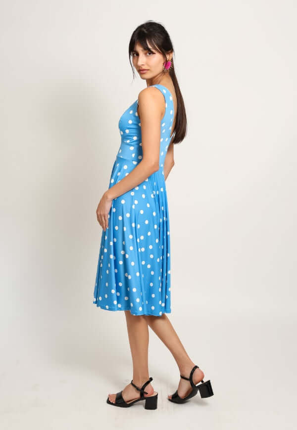 Vestido Dani Celeste Lunares - Diseño de Autor | Natalia Seguel