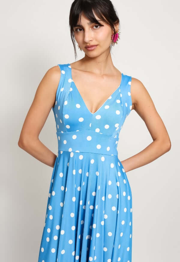 Vestido Dani Celeste Lunares - Diseño de Autor | Natalia Seguel