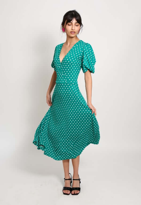 Vestido Valentina Verde Lunares - Diseño de Autor | Natalia Seguel