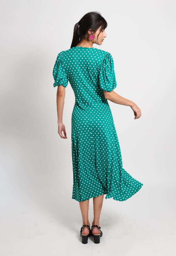 Vestido Valentina Verde Lunares - Diseño de Autor | Natalia Seguel
