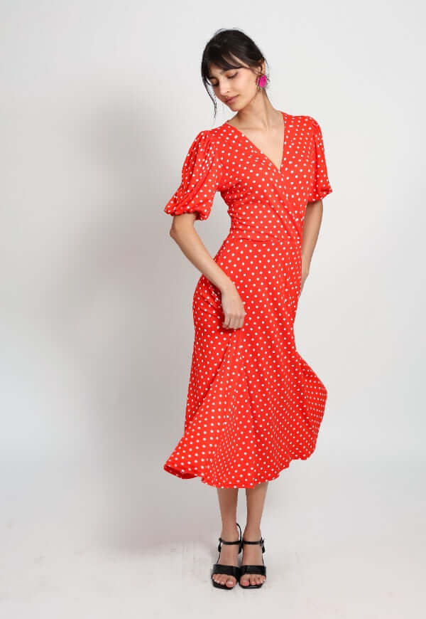 Vestido Valentina Rojo Lunares - Diseño de Autor | Natalia Seguel