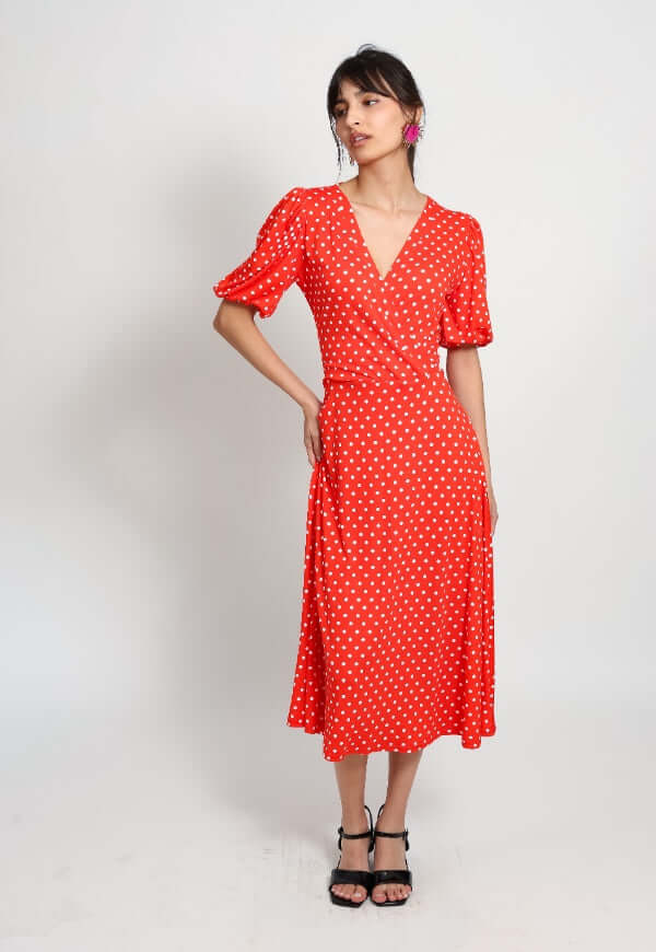 Vestido Valentina Rojo Lunares - Diseño de Autor | Natalia Seguel