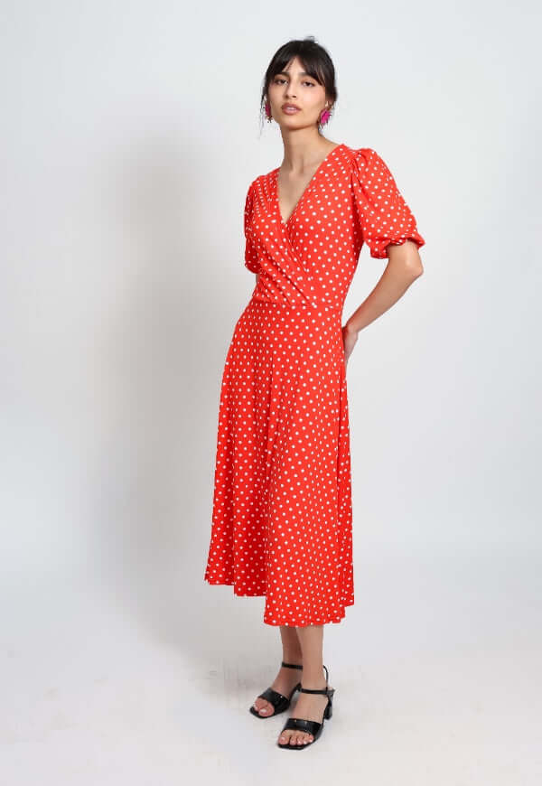 Vestido Valentina Rojo Lunares - Diseño de Autor | Natalia Seguel
