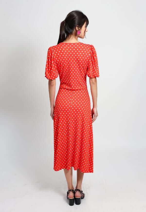 Vestido Valentina Rojo Lunares - Diseño de Autor | Natalia Seguel