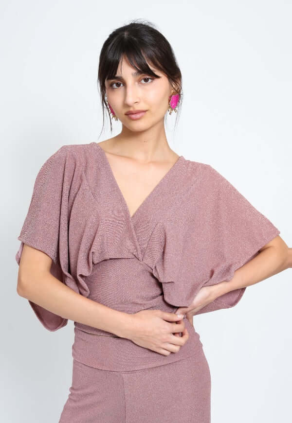 Polera Megan Palo de Rosa Brillos Fiesta - Diseño de Autor | Natalia Seguel