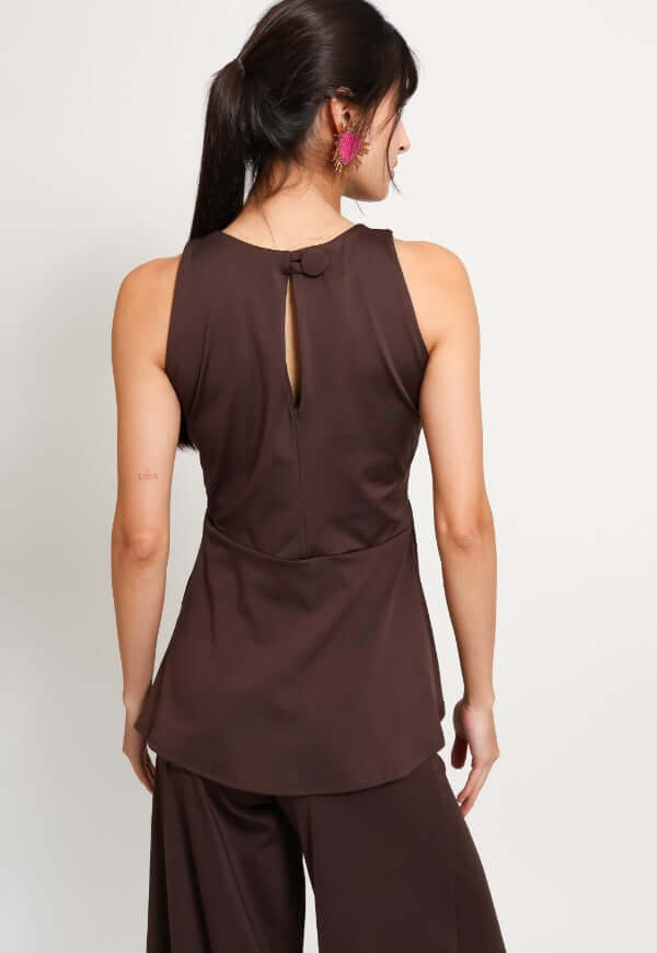 Polera Claudia Peplum Café Moro - Diseño de Autor | Natalia Seguel