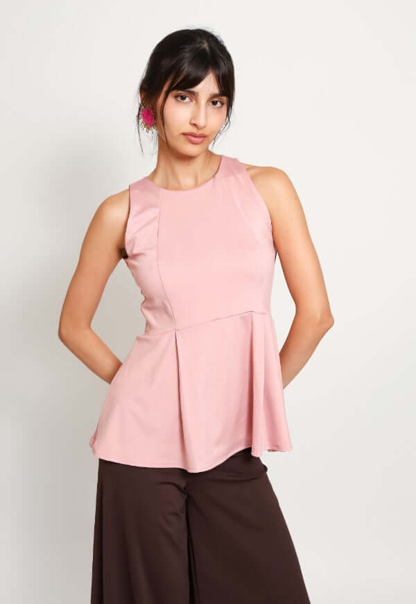 Polera Claudia Peplum Palo de Rosa - Diseño de Autor | Natalia Seguel
