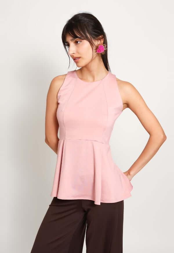 Polera Claudia Peplum Palo de Rosa - Diseño de Autor | Natalia Seguel