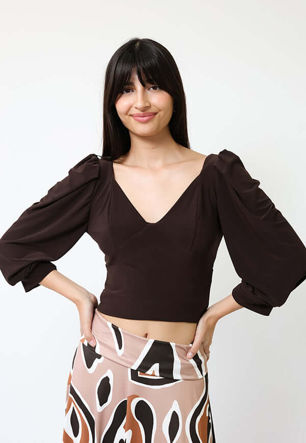 Polera Margaret Café Moro - Diseño Chileno | Natalia Seguel