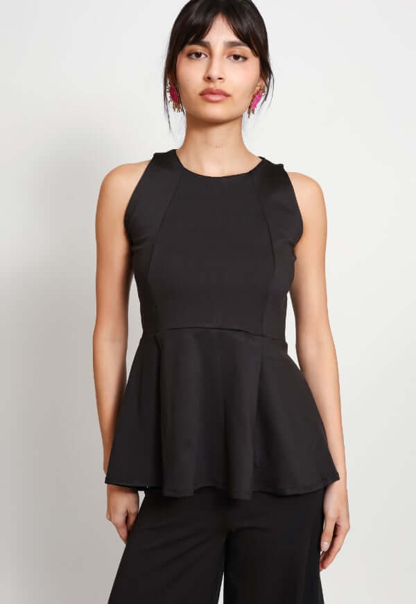 Polera Claudia Peplum Negro - Diseño de Autor | Natalia Seguel