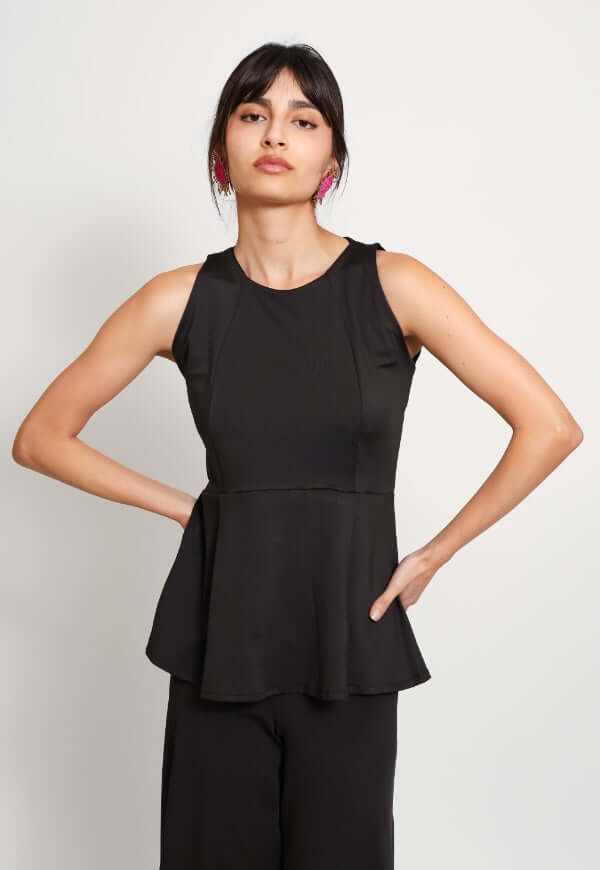 Polera Claudia Peplum Negro - Diseño de Autor | Natalia Seguel