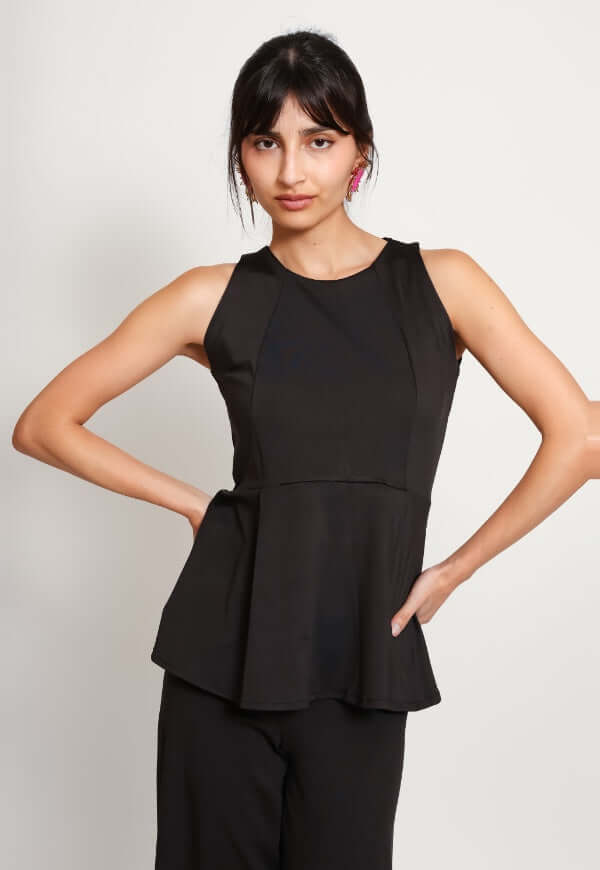 Polera Claudia Peplum Negro - Diseño de Autor | Natalia Seguel