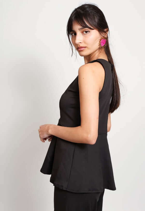 Polera Claudia Peplum Negro - Diseño de Autor | Natalia Seguel