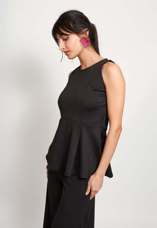 Polera Claudia Peplum Negro - Diseño de Autor | Natalia Seguel