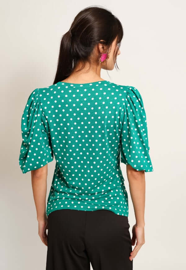 Blusa Amparo Verde Lunares - Diseño de Autor | Natalia Seguel