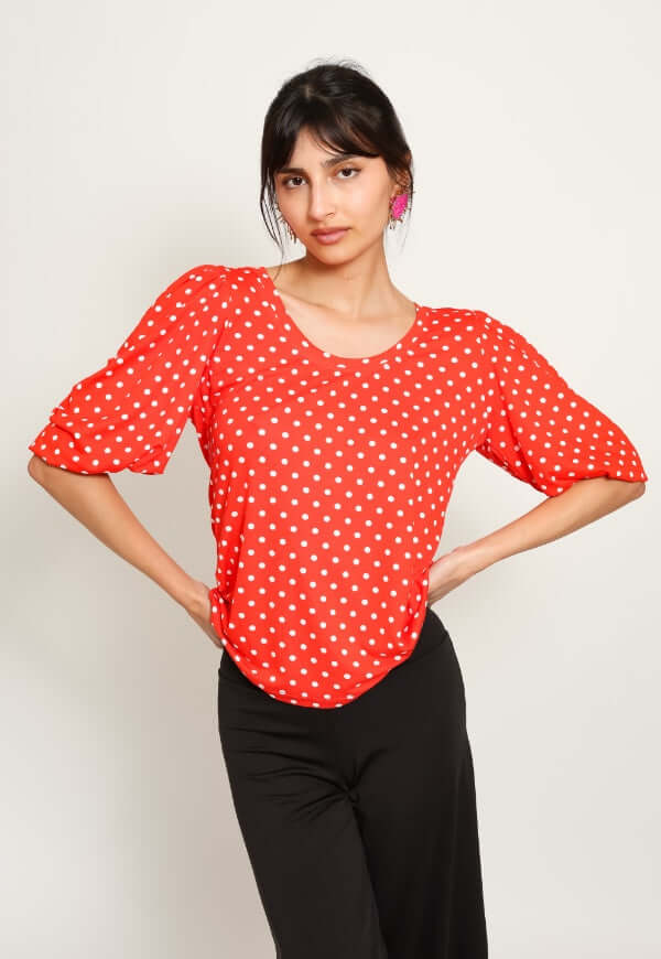 Blusa Amparo Rojo Lunares - Diseño de Autor | Natalia Seguel
