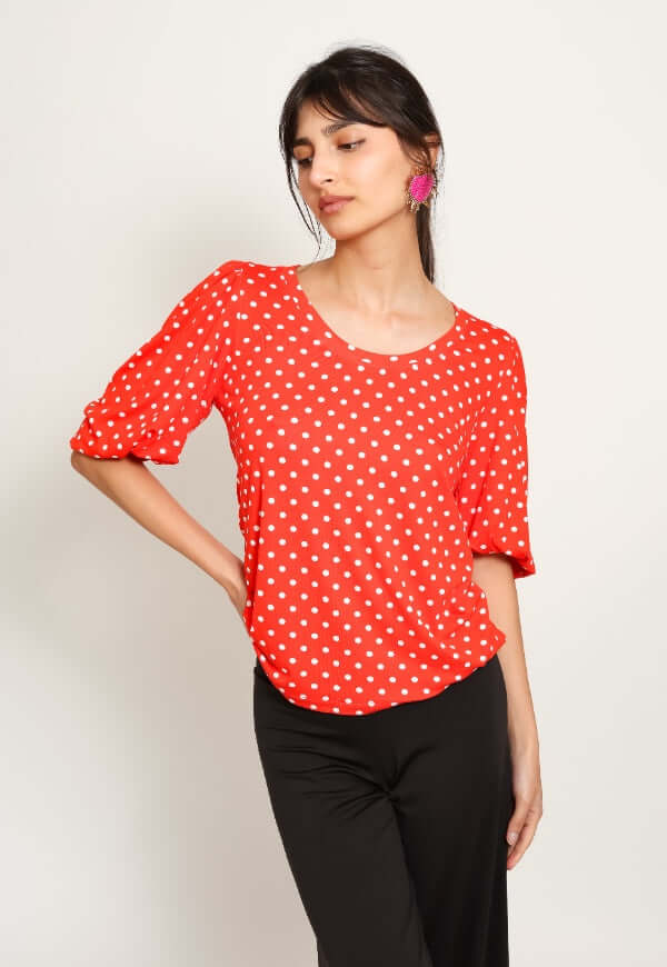 Blusa Amparo Rojo Lunares - Diseño de Autor | Natalia Seguel