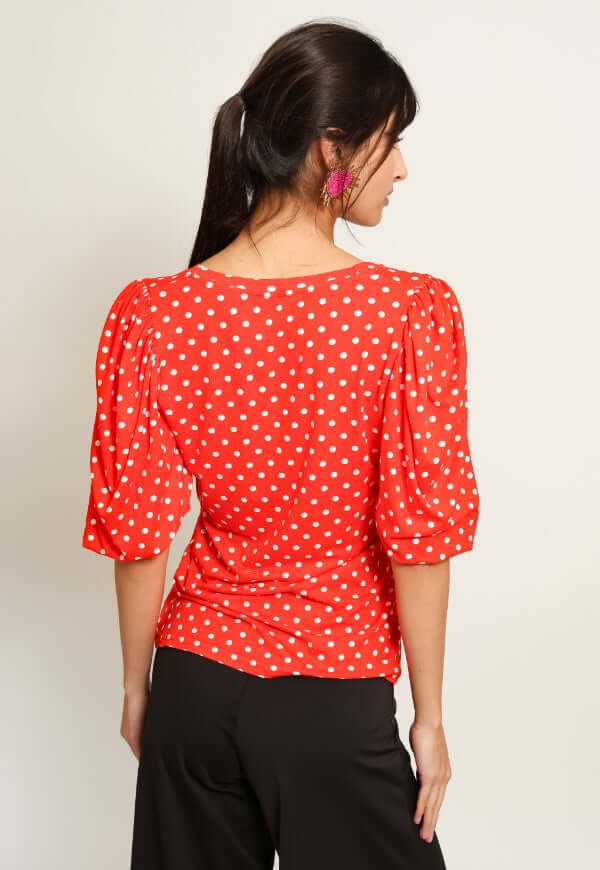 Blusa Amparo Rojo Lunares - Diseño de Autor | Natalia Seguel