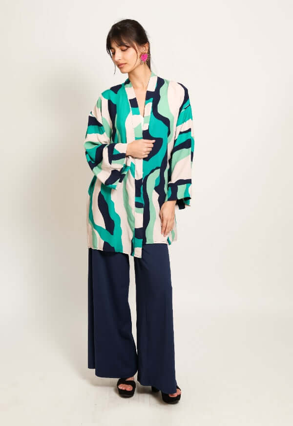 Kimono Sol Ondas Verde Agua Menta - Diseño de Autor | Natalia Seguel