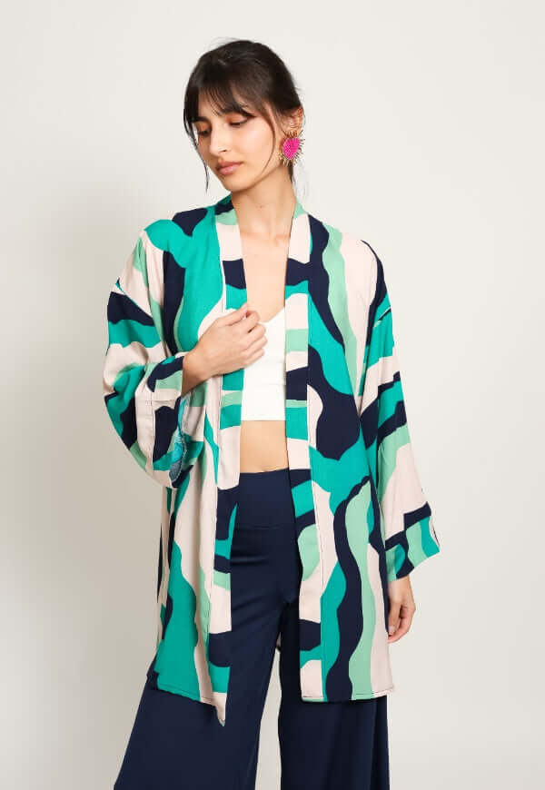Kimono Sol Ondas Verde Agua Menta - Diseño de Autor | Natalia Seguel