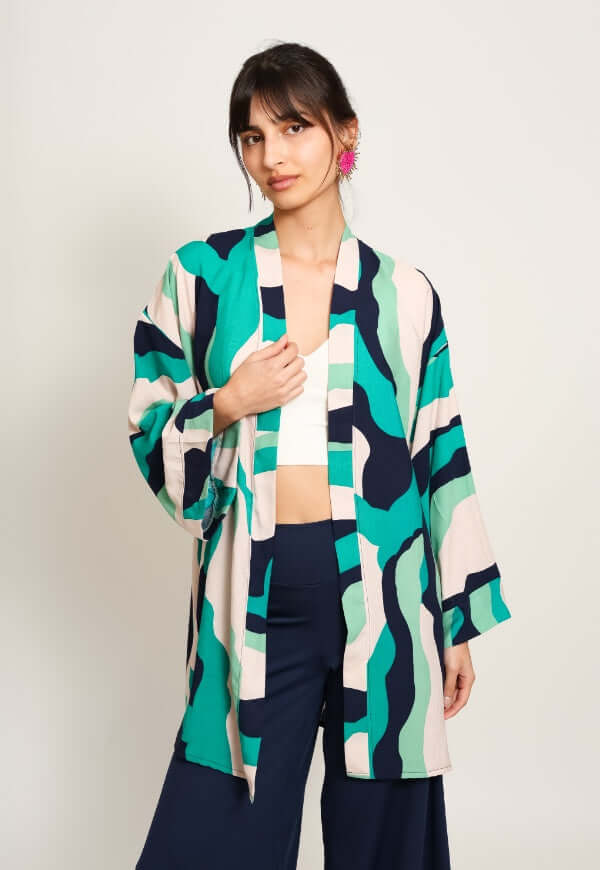Kimono Sol Ondas Verde Agua Menta - Diseño de Autor | Natalia Seguel