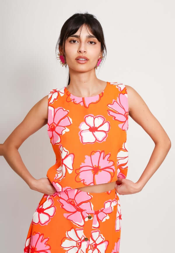 Blusa Alba Naranjo Flores - Diseño de Autor | Natalia Seguel