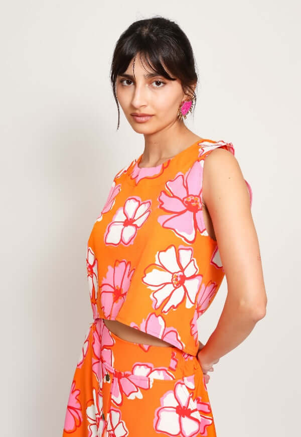 Blusa Alba Naranjo Flores - Diseño de Autor | Natalia Seguel