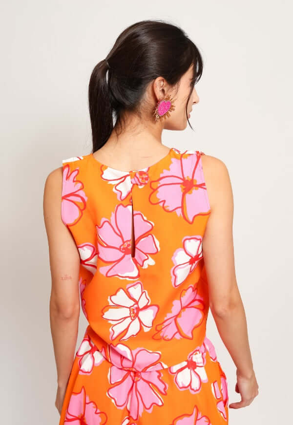 Blusa Alba Naranjo Flores - Diseño de Autor | Natalia Seguel