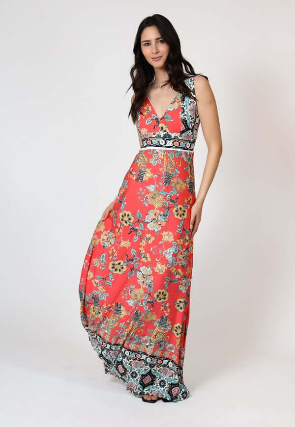 Vestido Vera Coral Estampado Flores Natalia Seguel, percha (2) – diseño chileno de autor, Natalia Seguel