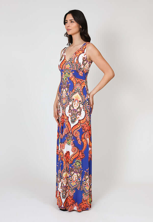 Vestido Vera Azul Naranjo Pasley Natalia Seguel, lookbook – diseño chileno de autor, Natalia Seguel