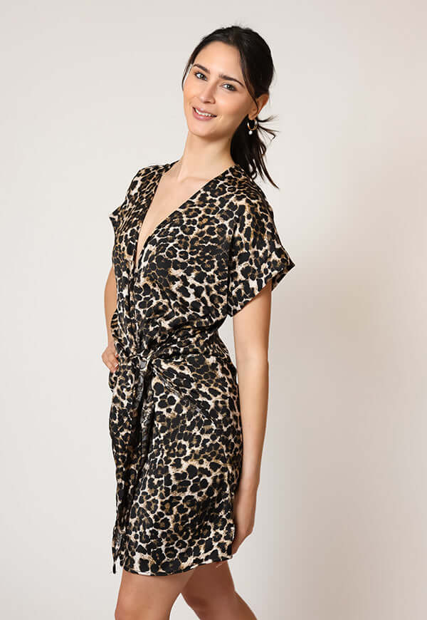 Vestido Josefina Corto Animalprint Natalia Seguel, frente (2) – diseño chileno de autor, Natalia Seguel