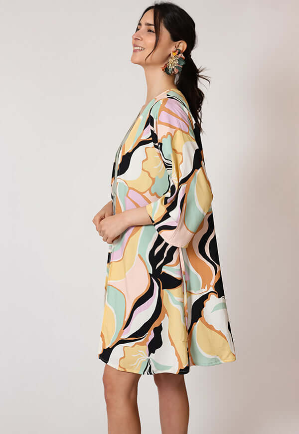 Kimono Corto Hojas Colores Pastel Natalia Seguel, lookbook – diseño chileno de autor, Natalia Seguel