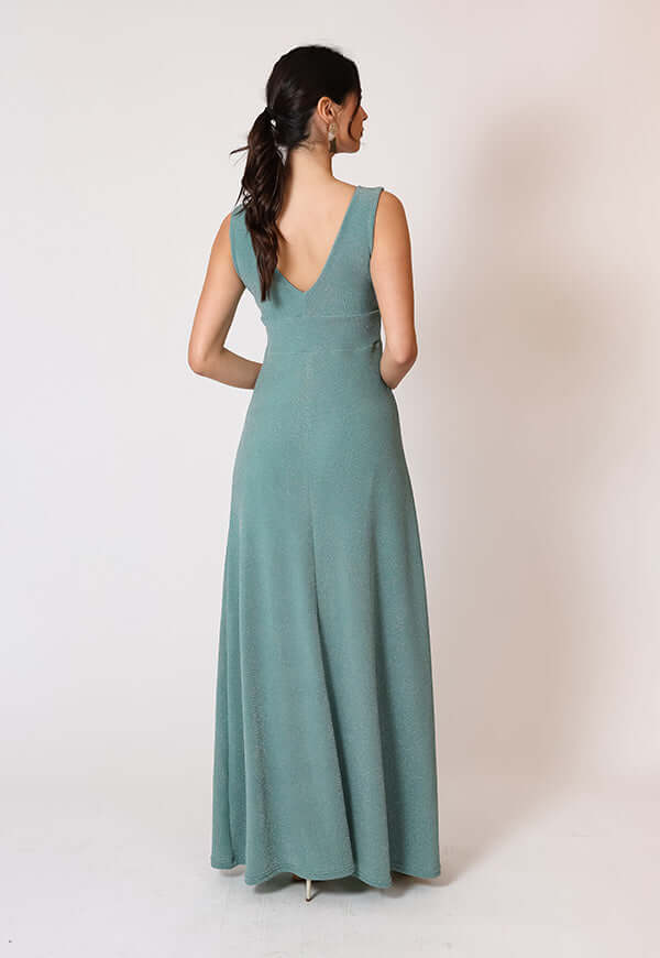 Vestido Vera Fiesta Verde Agua Brillos Natalia Seguel lentejuelas, lookbook – diseño chileno de autor, Natalia Seguel