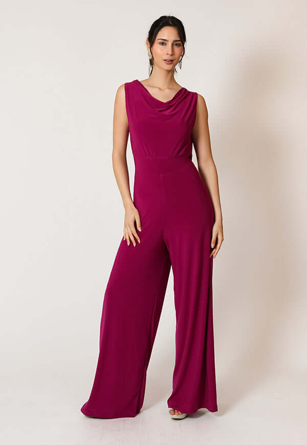 Enterito Drapeado Sin Mangas Magenta - Diseño Chileno | Natalia Seguel rojo lentejuelas, frente