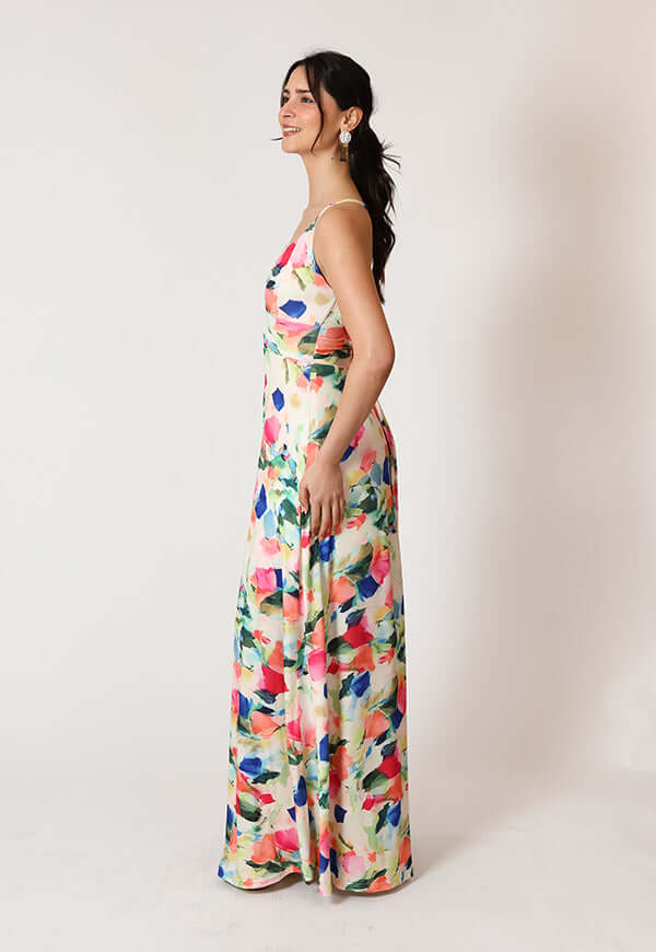 Vestido Zara Blanco Flores Colores Natalia Seguel estampado flores, lookbook – diseño chileno de autor, Natalia Seguel