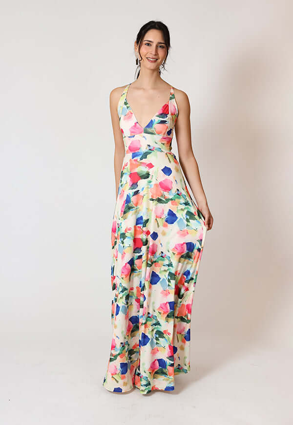 Vestido Zara Blanco Flores Colores Natalia Seguel estampado flores, lookbook (2) – diseño chileno de autor, Natalia Seguel