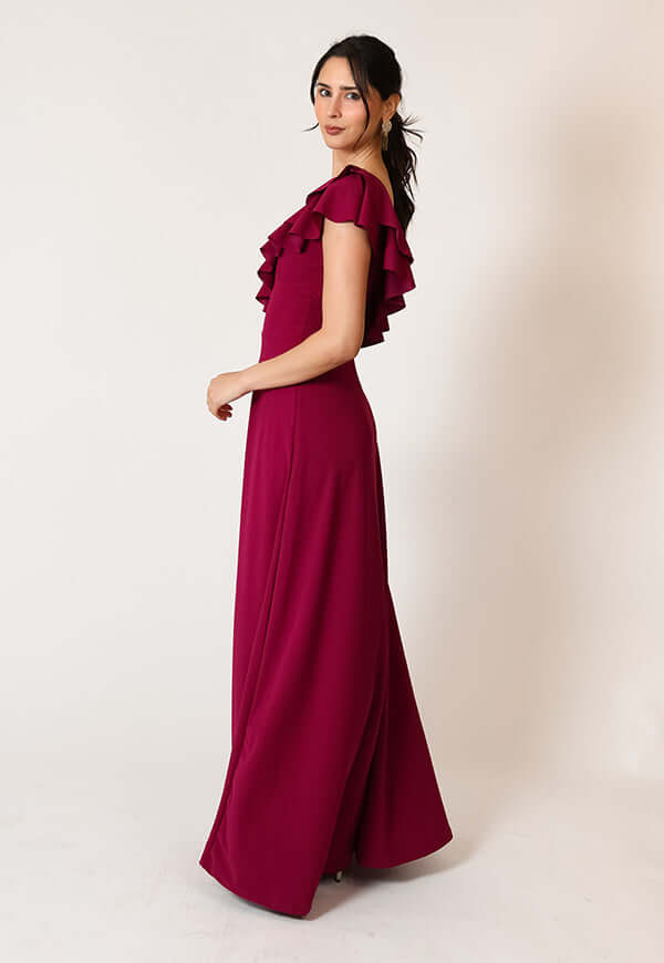 Vestido Julianna Magenta Vuelos Natalia Seguel, percha – diseño chileno de autor, Natalia Seguel