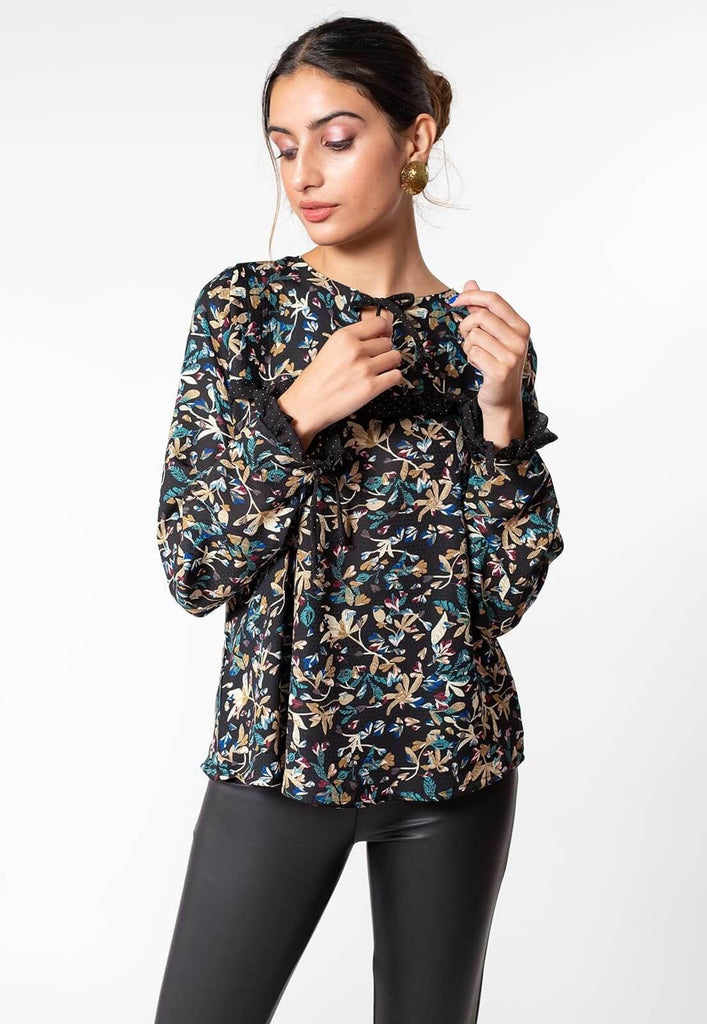 Blusa Helena Negro Hojas