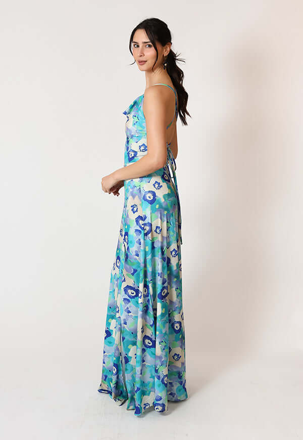 Vestido Zara Drapeado Tajo Turquesa Flores Natalia Seguel estampado flores, lookbook – diseño chileno de autor, Natalia Seguel