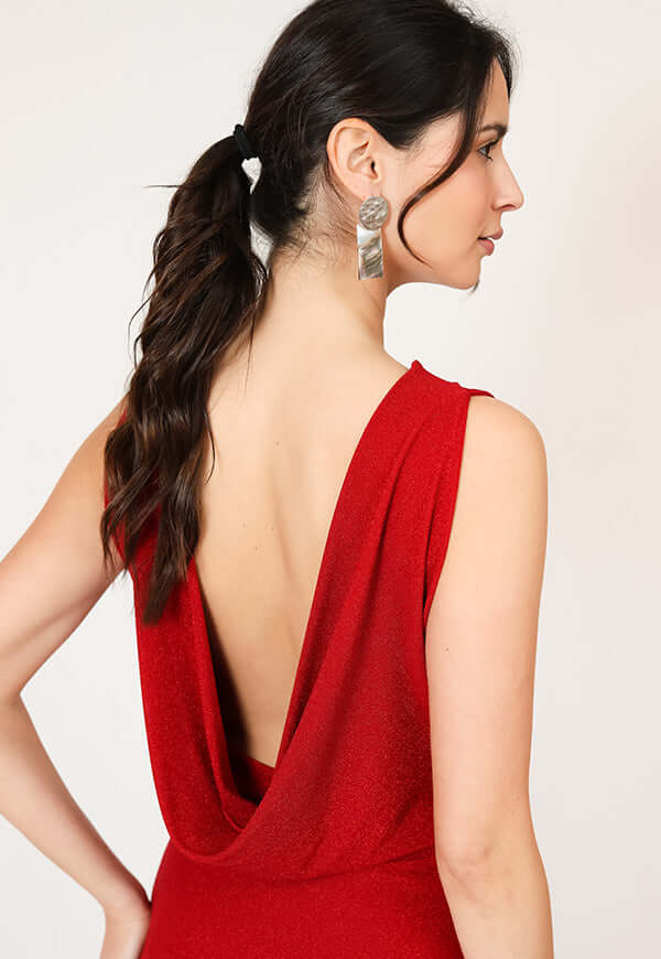 Vestido Drapeado Tajo Terracota Natalia Seguel, lookbook – diseño chileno de autor, Natalia Seguel