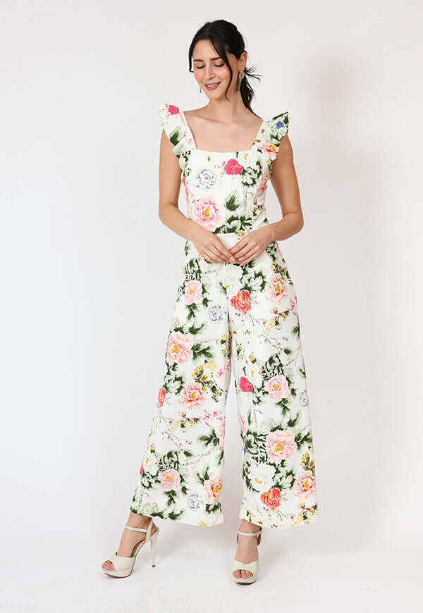 Enterito Mercedes Blanco Flores Natalia Seguel estampado flores, espalda – diseño chileno de autor, Natalia Seguel