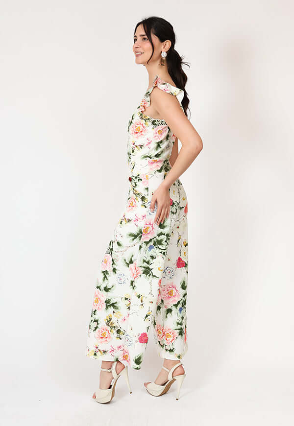 Enterito Mercedes Blanco Flores Natalia Seguel estampado flores, percha – diseño chileno de autor, Natalia Seguel