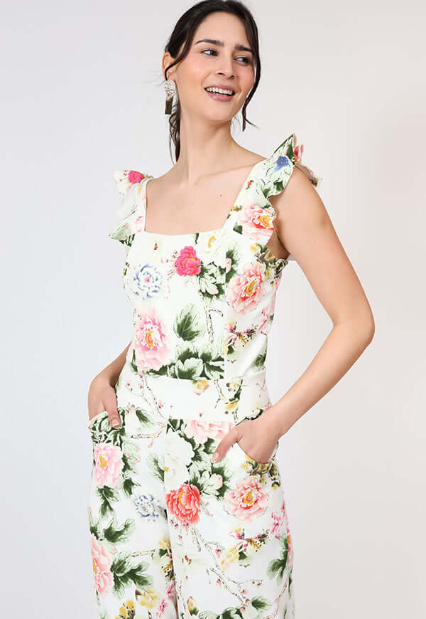 Enterito Mercedes Blanco Flores Natalia Seguel estampado flores, detalle de tela (2) – diseño chileno de autor, Natalia Seguel